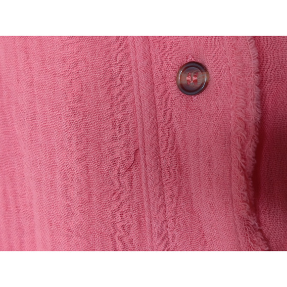 New Easel Los Angeles 2X Coral Pink Gauze Cotton Button Front Top Oversized - Picture 9 of 16